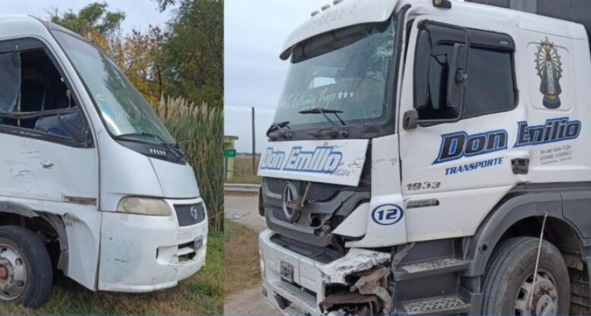 CHOQUE ENTRE CAMION Y COLECTIVO EN LA BAJADA DE CADRET