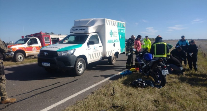 Ruta 205: Un motociclista sufrió un despiste y posterior caída